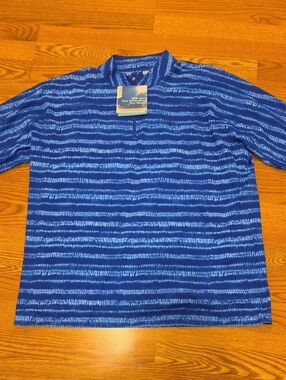 Men's Coolibar Navy and Light Blue Striped UPF 50+ Quarter-Zip Sun Shirt